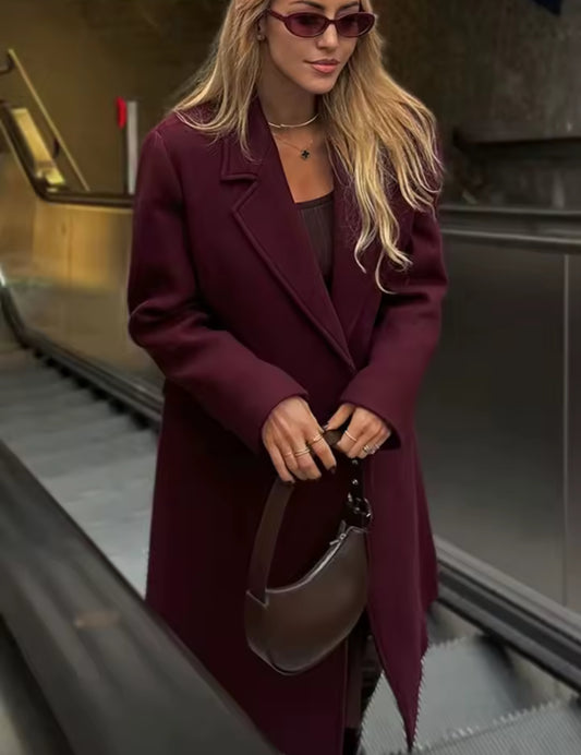 Manteau long avec col à revers