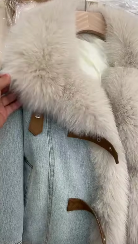 Veste en jeans avec doublure pelucheuse