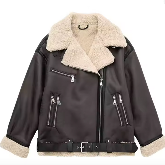 Veste avec fausse fourrure style vintage