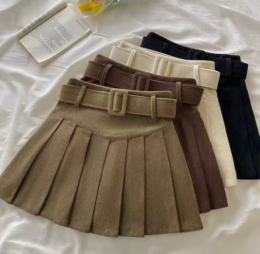 Jupe en velours côtelé avec ceinture