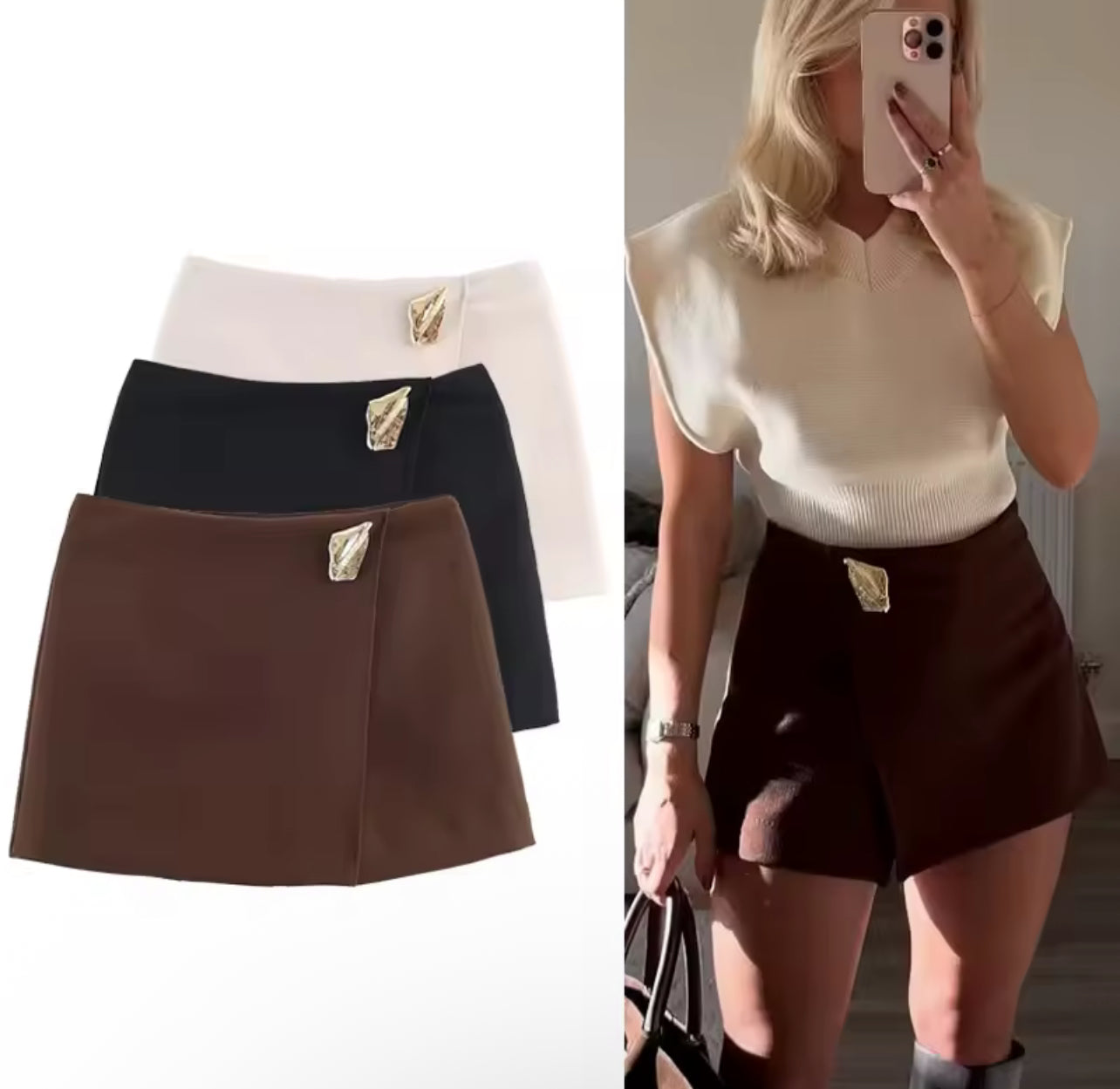 Short élégant avec détail doré