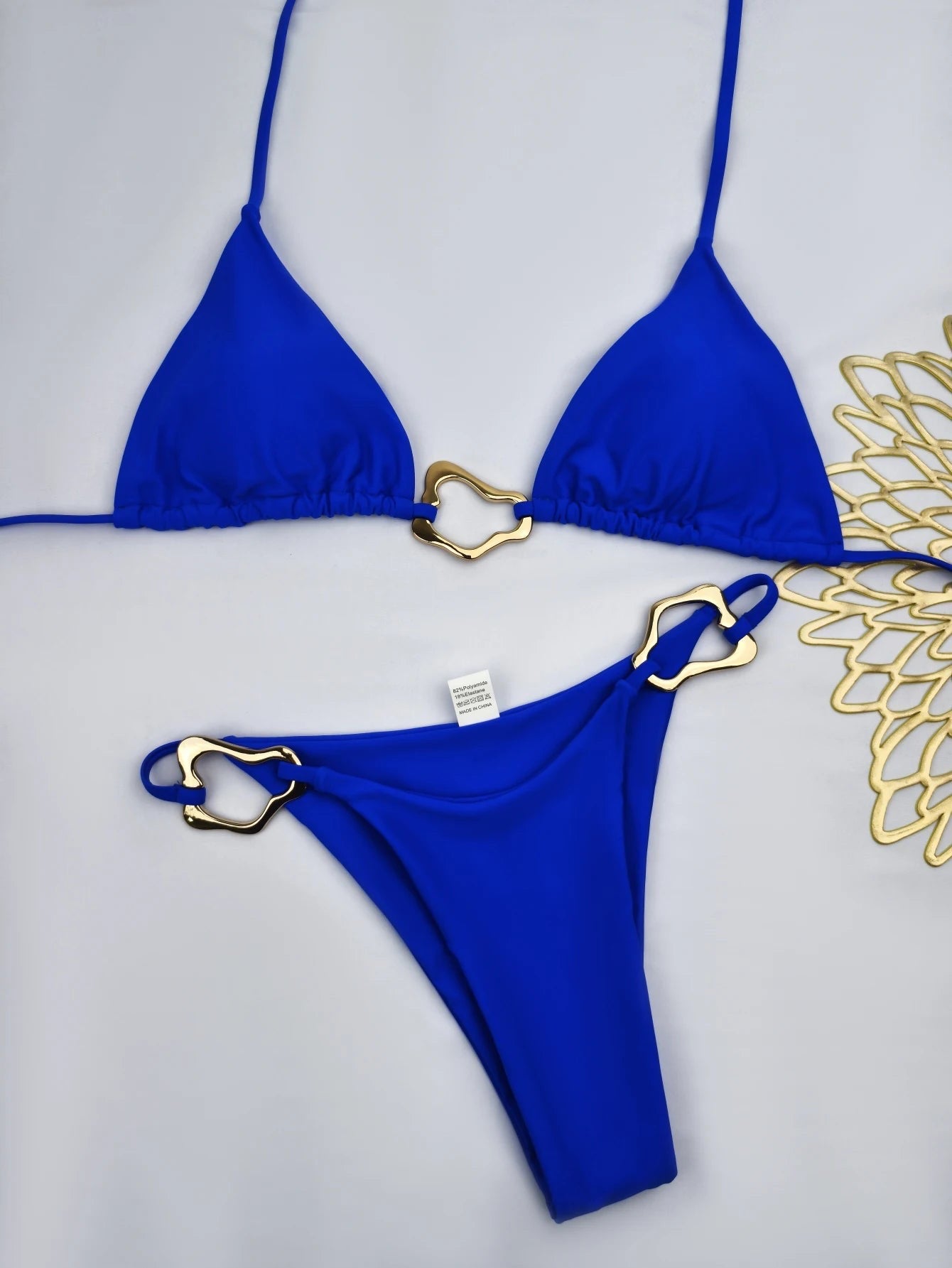 Bikini sexy – Maillot de bain deux pièces uni avec laçage