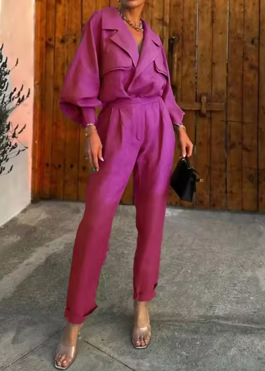 Ensemble haut et pantalon en satin