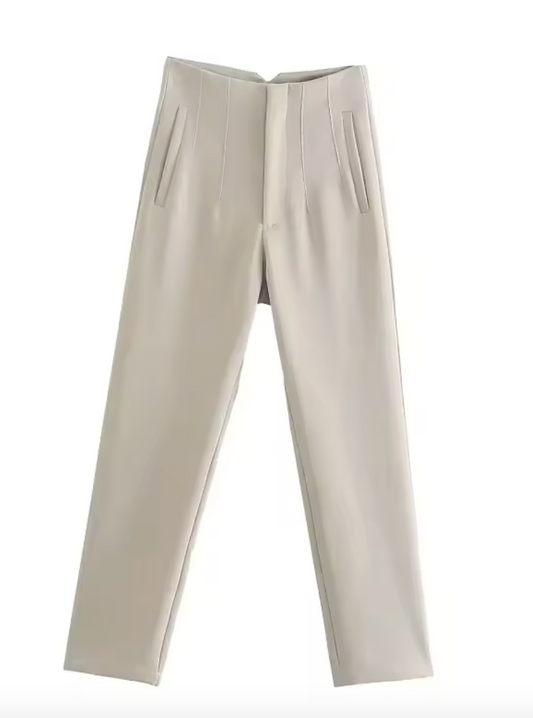 Pantalon taille haute avec fermeture éclair