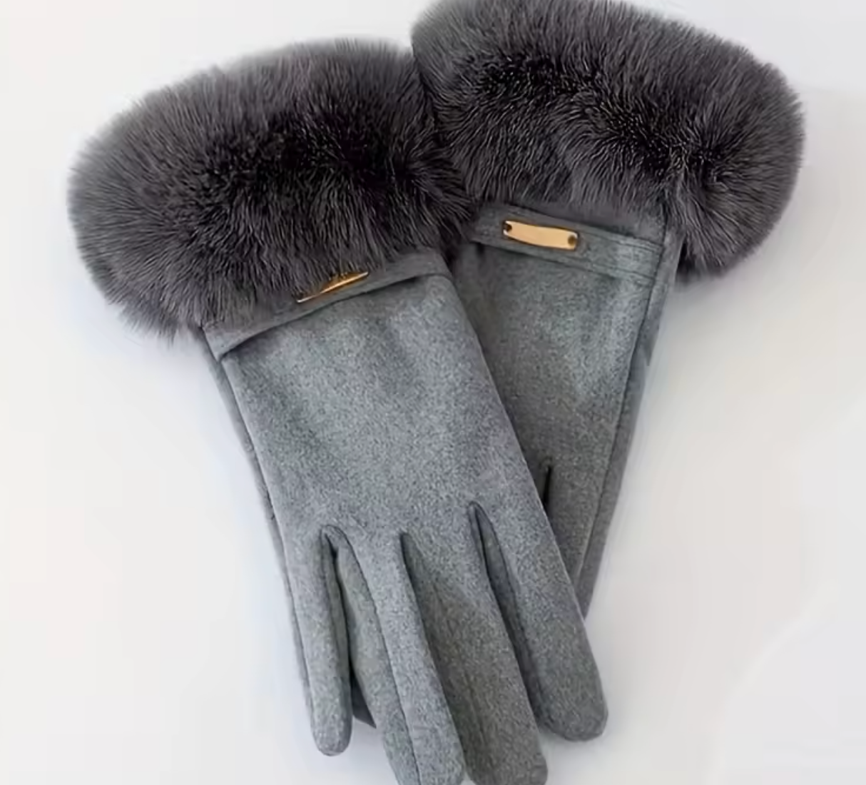 Gants avec poignets pelucheuses