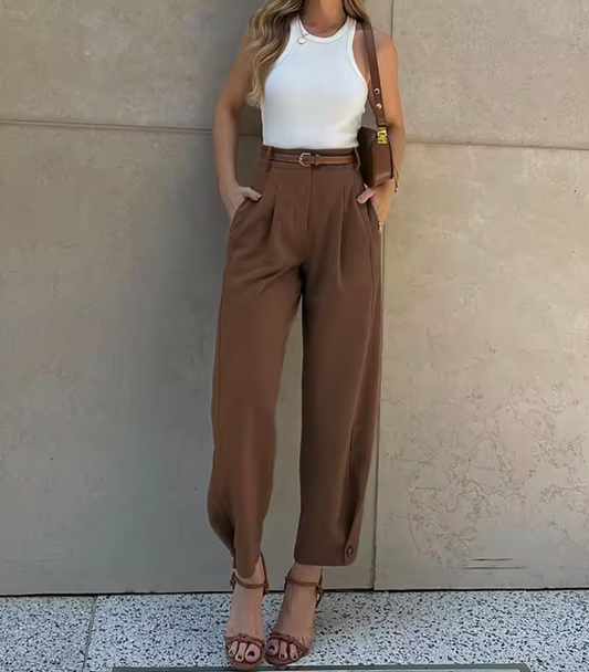 Pantalon taille haute pour femme