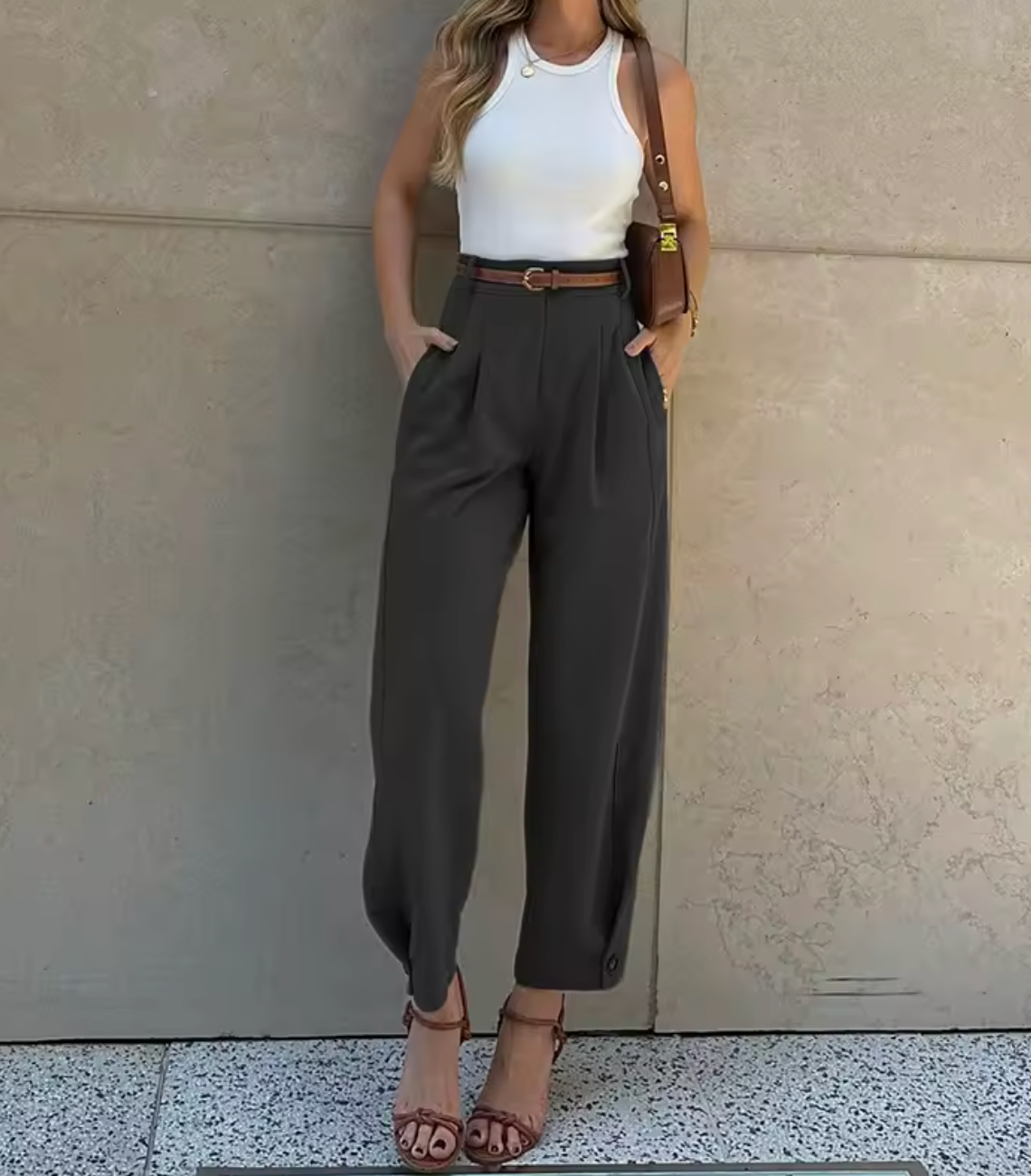 Pantalon taille haute pour femme