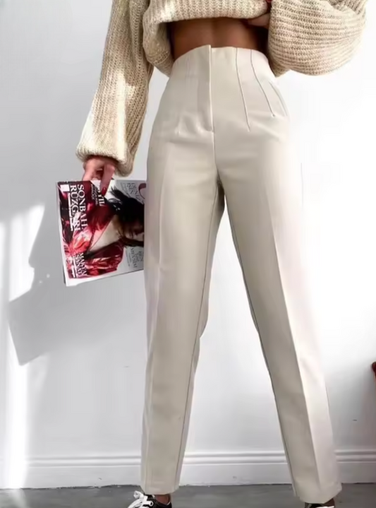 Pantalon taille haute avec fermeture éclair