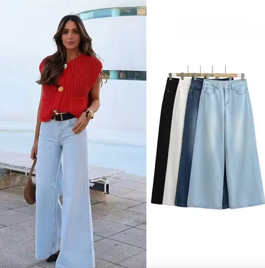 Jeans avec jambe large pour femme