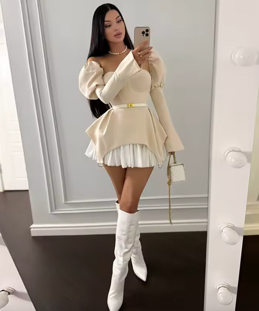 Robe élégante avec manches bouffantes