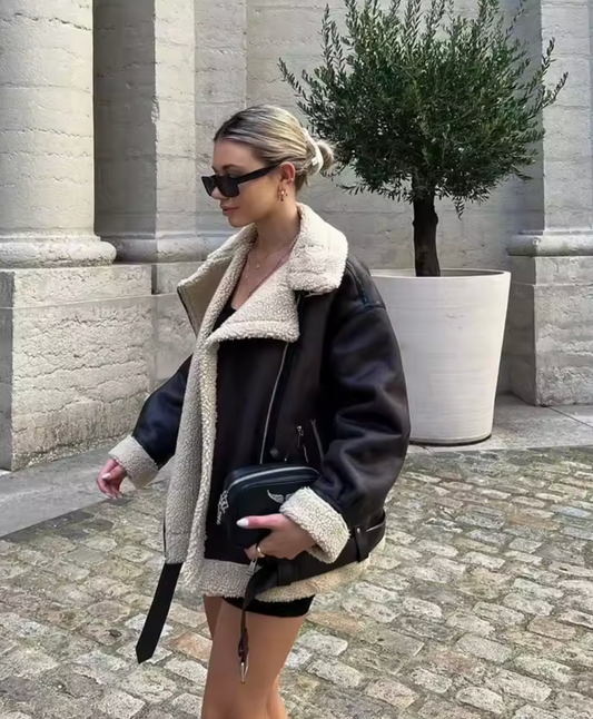 Veste avec fausse fourrure style vintage