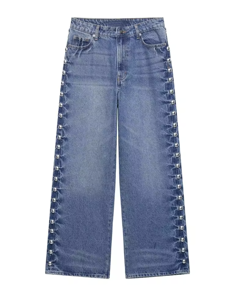 Jeans avec détails perles