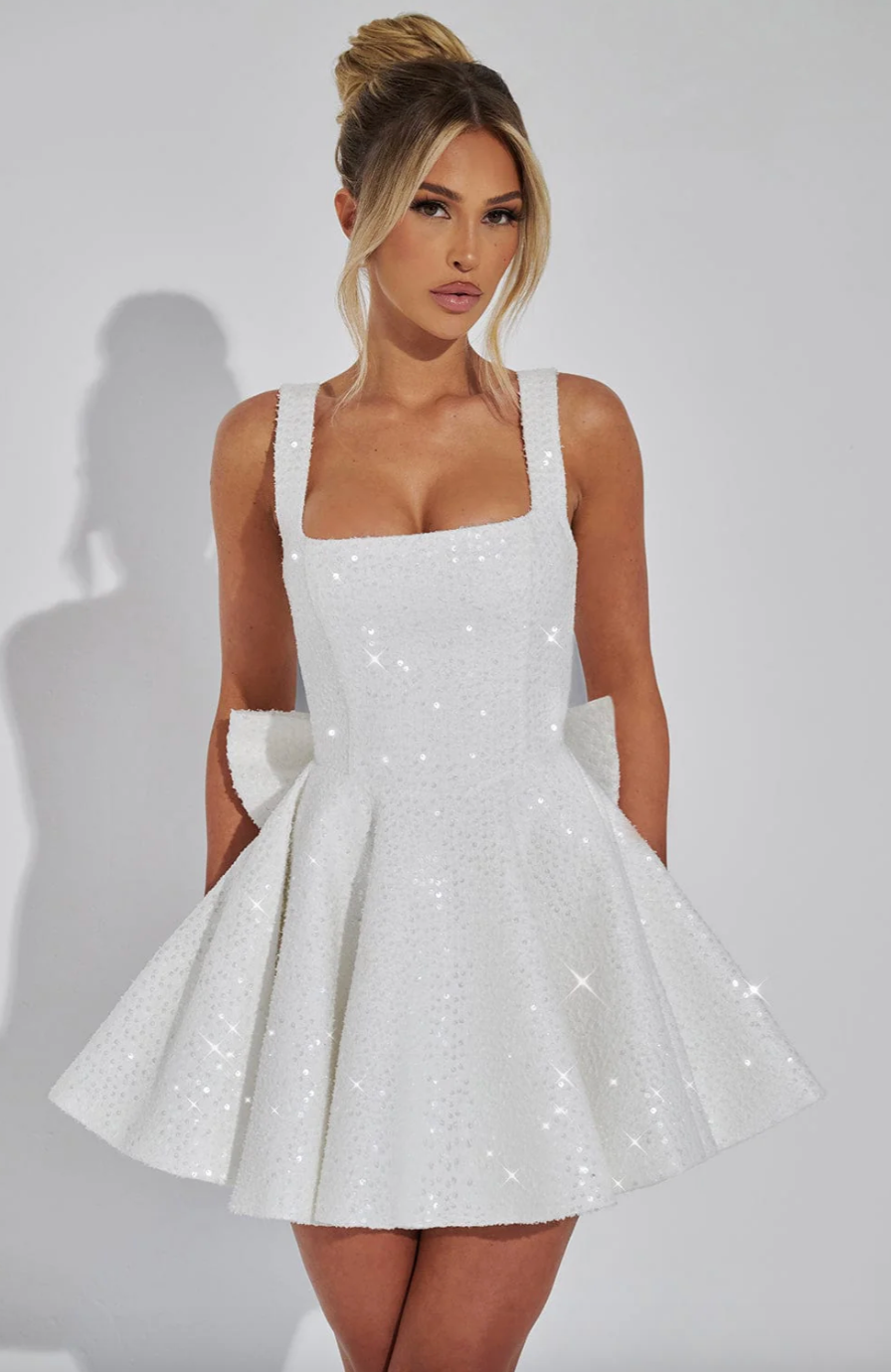 Mini robe à paillettes avec noeud amovible