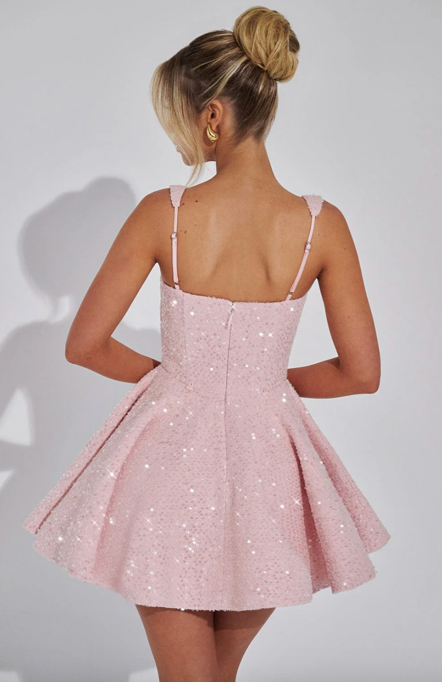 Mini robe à paillettes avec noeud amovible